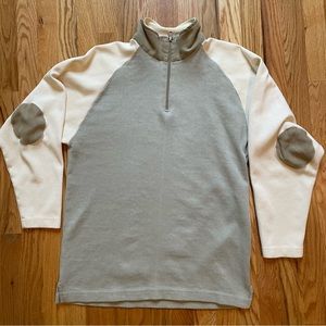 BERT PULITZER Quarter Zip Long Sleeve Elbow Patch Polo Shirt Pullover Men’s Sz L